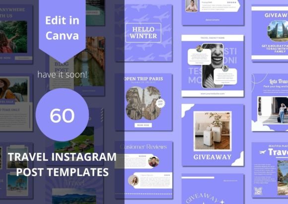 Download 60 Travel Social Media Canva Templates - Templates Collection