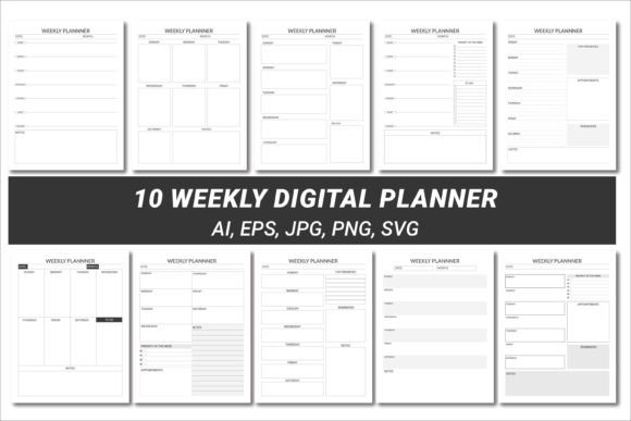 Download 10 Weekly Planner Editable KDP Interiors - Editable kdp interior Collection