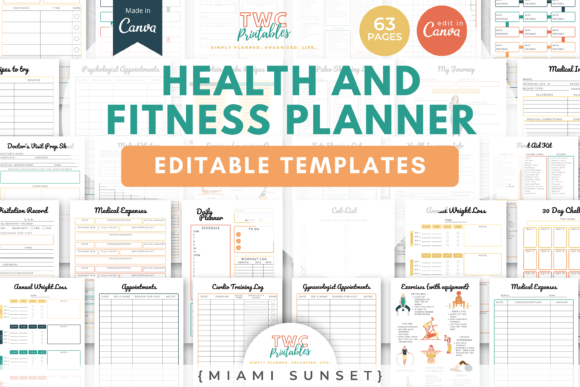 Download Health &amp; Fitness Planner Canva Templates - Templates Collection