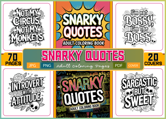 Download ADULT- 70 Snarky Quotes Coloring Pages - Premium Bundle