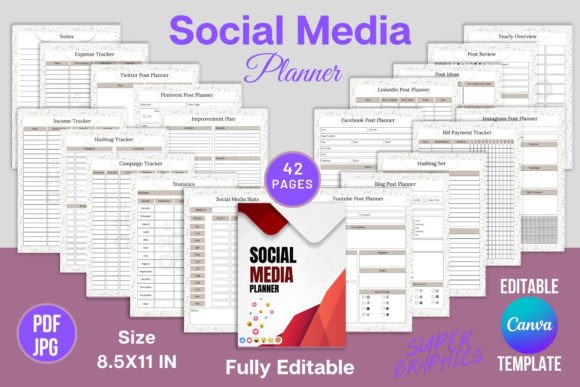 Download Social Media Planner Canva Templates KDP - Templates Collection