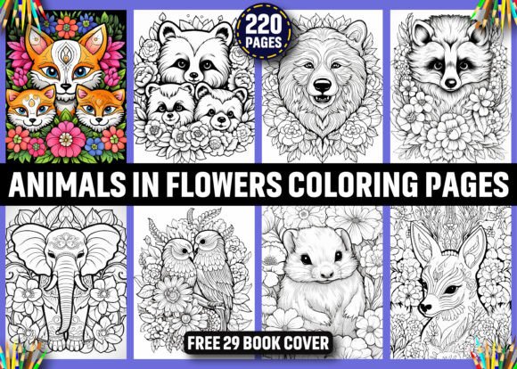 Download 220 Animals in Flowers Coloring Pages - Premium Resources