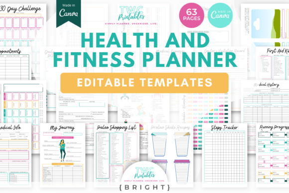 Download Health &amp; Fitness Planner Canva Templates - Templates Collection