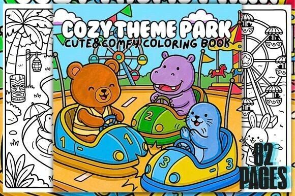 Download Cozy Theme Park Cute&amp;Comfy Coloring Book - Premium Bundle