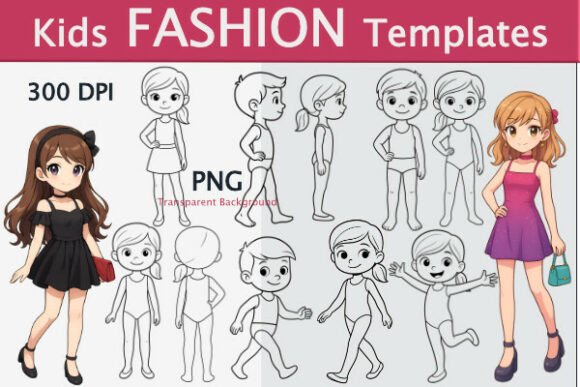 Download Kids Fashion Sketchbook Templates PNG - Templates Collection