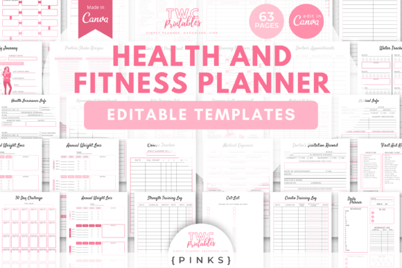 Download Health &amp; Fitness Planner Canva Templates - Templates Collection
