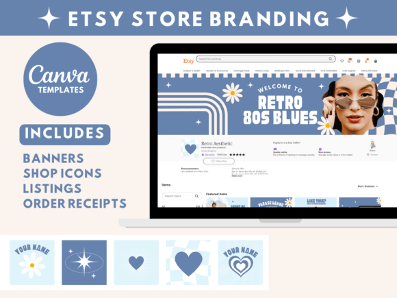 Download Blue Retro Etsy Store Banner Templates - Templates Collection