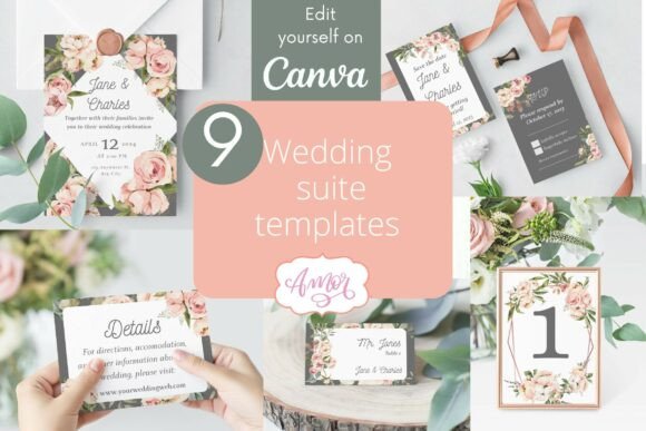 Download Floral Wedding Canva Templates Bundle - Templates Collection