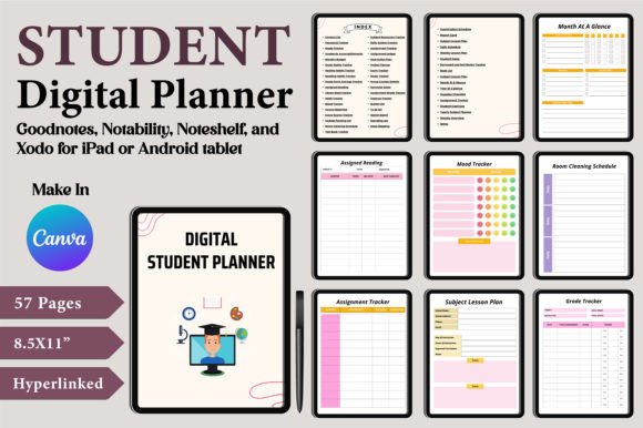 Download Digital Student Planner Canva Templates - Templates Collection